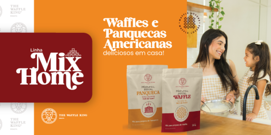 Tem novidade deliciosa chegando direto para a sua casa: conheça a Linha Mix Home da The Waffle King! 